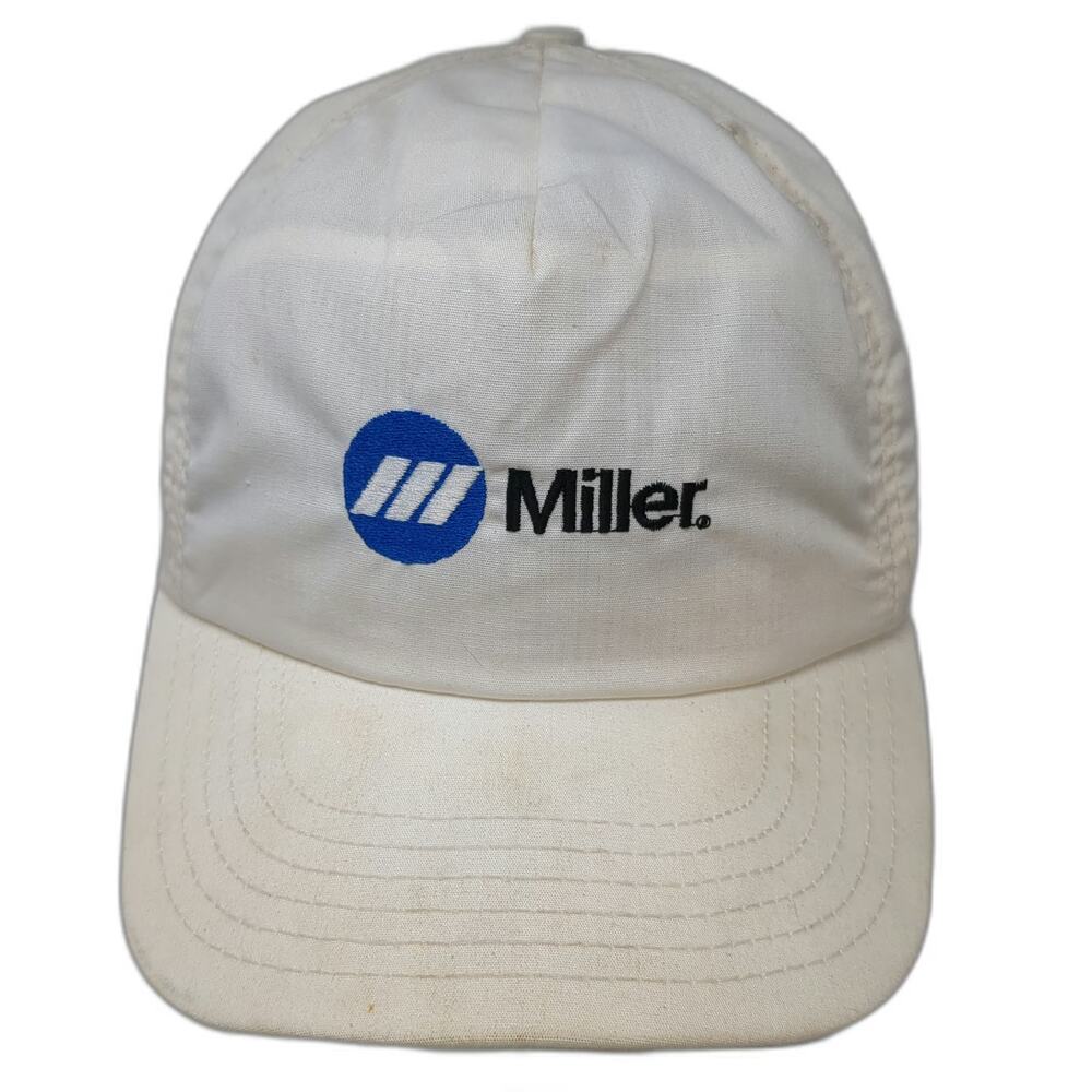 Size-A-Just 5 Panel White One Size Miller Beer Logo Snapback Hat Made In USA